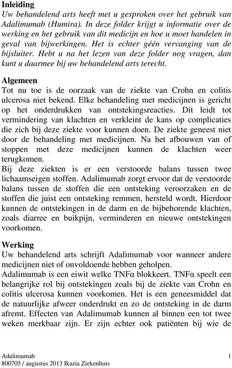 Adalimumab Humira Bij De Ziekte Van Crohn En Colitis Ulcerosa Pdf