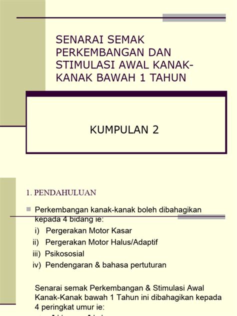 Senarai Semak Perkembangan Dan Stimulasi Awal Kanak Kanak Pdf