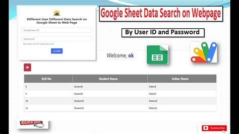 How To Google Sheet Data Search By Login Id And Password By Web App