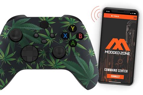 Modded Zone Xbox One X Controller With Custom 420 Cannabis Leaves