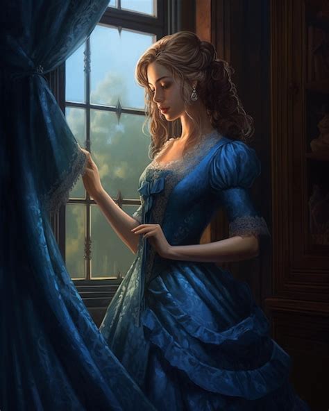 Premium Ai Image A Woman In A Blue Dress By Person