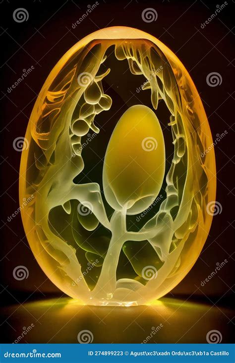 Translucent Dinosaur Egg With An Embryo Inside Stock Illustration