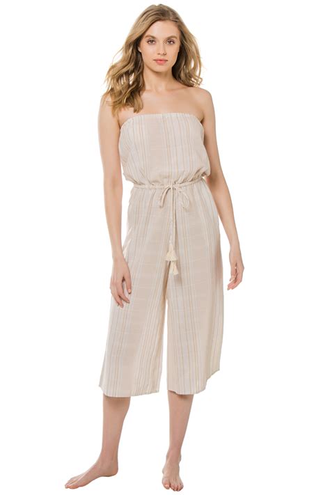 Elan Internationals Wovens Strapless Cropped Jumpsuit