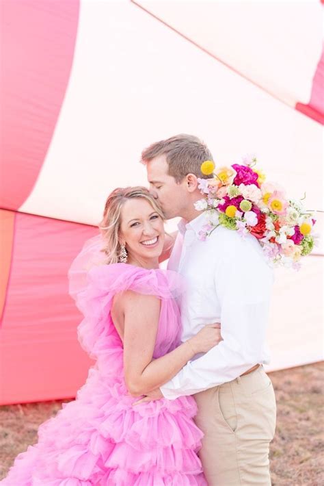 This Pink Toned Elopement Inspiration Took To The Sky In A Hot Air Balloon Wed Society