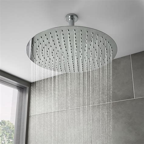 Cruze Large 400mm Thin Round Shower Head Ceiling Mounted Arm Victorian Plumbing Uk