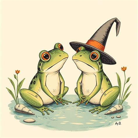 Vintage Frogs And Mushroom Illustration Stable Diffusion Online