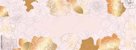 Luxury Rose Gold Floral Wallpaper Design Vector Golden Rose Pattern