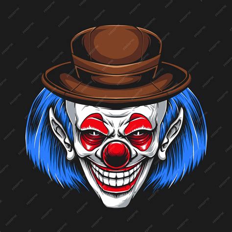 Клоун с синими волосами в шляпе | Бесплатно векторы