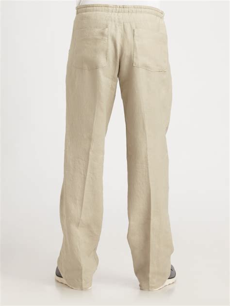 Lyst Saks Fifth Avenue Linen Drawstring Pants In Natural For Men