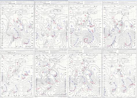 Mosaico de cartas sinópticas da Marinha entre os dias 17 e 20 de