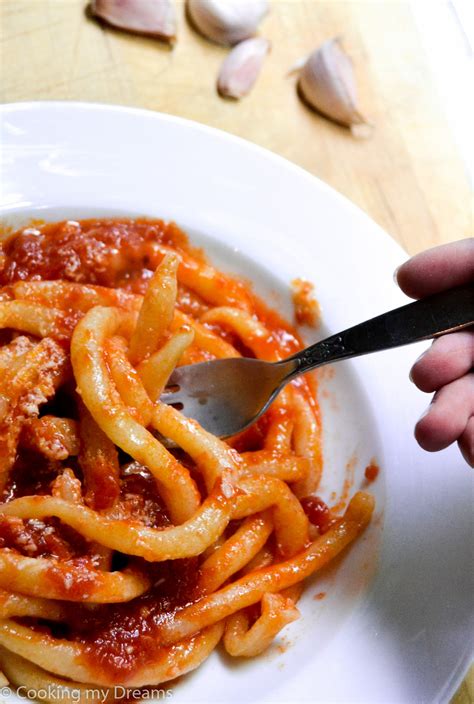 Pici All Aglione Pasta With Spicy Garlic Tomato Sauce Cooking My