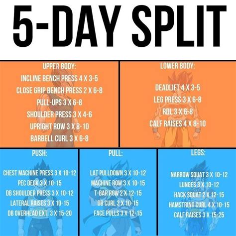 5-Day Split Workout | Workout gym routine, Workout routine for men ...