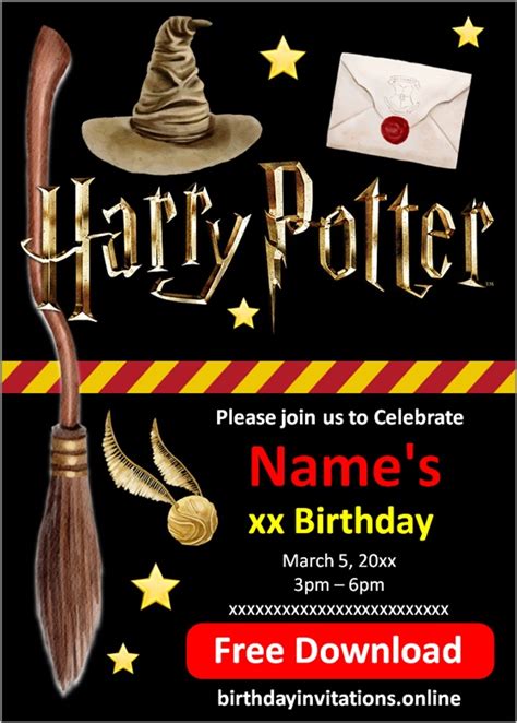 Harry Potter Invitations Birthday Invitations