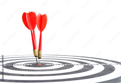 Target Hit In The Center By Arrows Success Goals Targeting The