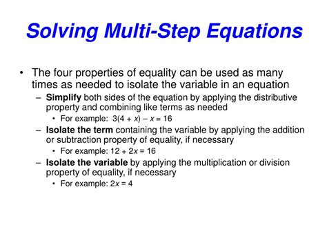 PPT Solving Multi Step Equations PowerPoint Presentation Free