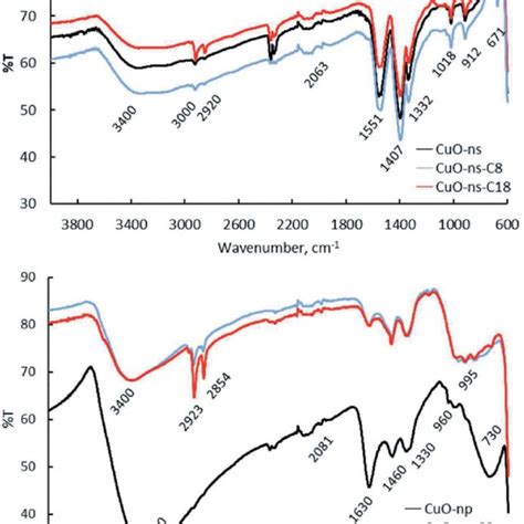 Atr Ftir Spectra Of Raw And Functional Cuo Ns And Cuo Np Download