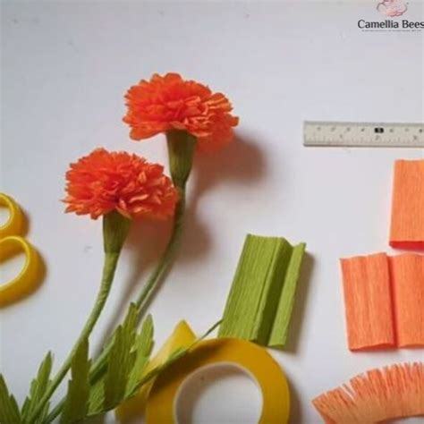 How To Make Paper Marigold Flower From Crepe Paper Diy Tutorial