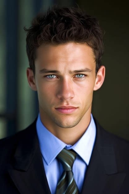 Un Hombre Con Ojos Azules Y Una Camisa Azul Foto Premium