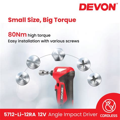 DEVON 5712-Li-12RA 12V Lithium-Ion Cordless Angle Impact Driver 1/4 ...