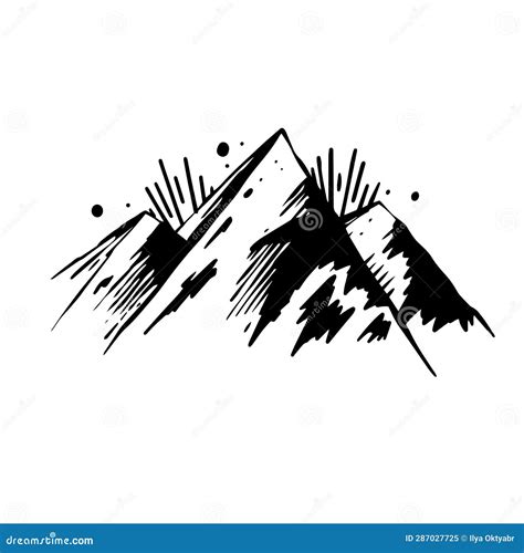 Mountain Simple Sketch Art Sign. Black Color Vector Illustration. Stock ...