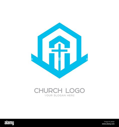 Church Logo Christian Symbols Cross Of The Lord And Savior Jesus Christ The Building Of The