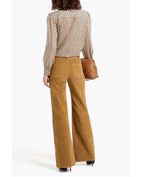 Nili Lotan Carina Pussy Bow Printed Silk Chiffon Blouse In Natural Lyst