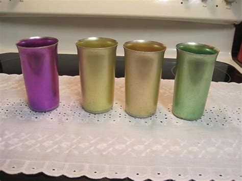 Twelve Vintage Aluminum Glasses 1950s Etsy Vintage Metal Glasses Pillar Candles