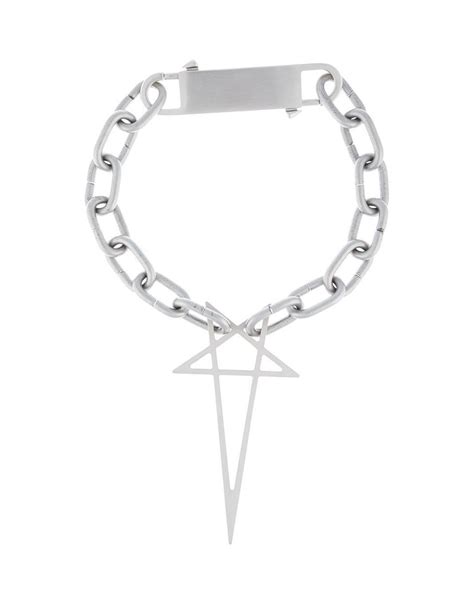 Rick Owens Pentagram Pendant Necklace in Metallic | Lyst