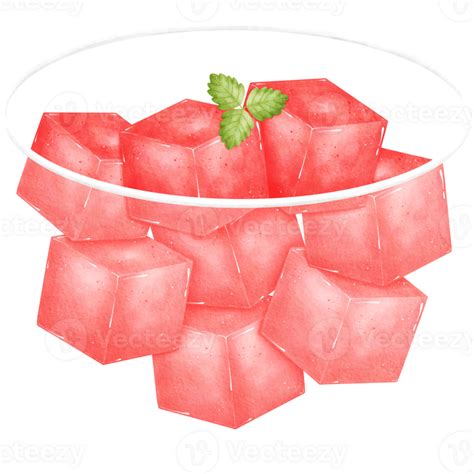 Watercolor Cube Cut Watermelons In A Glass Bowl Illustration 47824921 Png