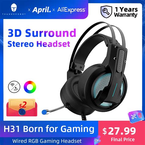 Thunderobot H31 Wired Gaming Headphone With Boom Microphone Rgb Heaset ...