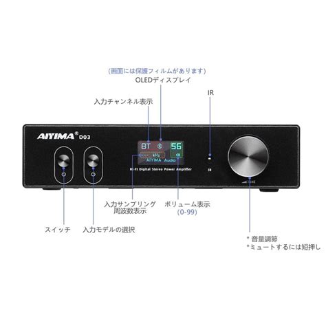 AIYIMA D03 Bluetooth5.0 パワーアンプ 150W * 2 HIFI2.1デジタルアンプ ACC、SBC、aptX ...