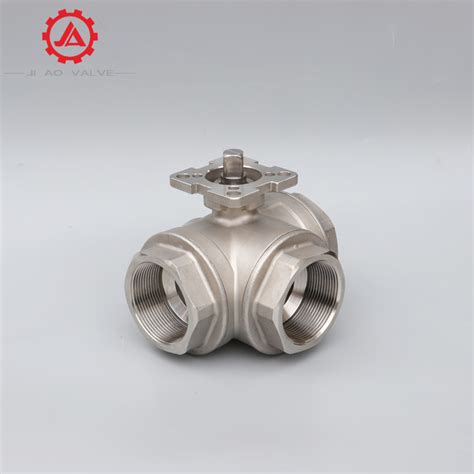 ISO5211 Mounting Pad 3 Way Ball Valve With PTFE Sealing Valve And