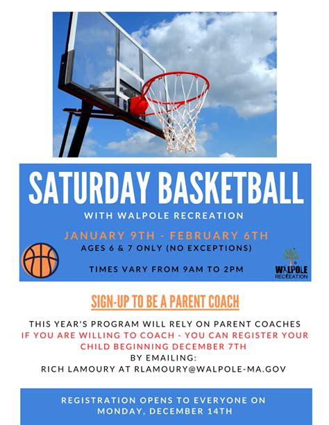 Walpole Recreation Department Basketball Saturday