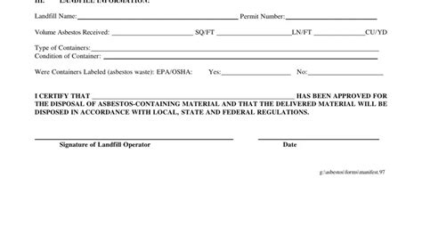 Asbestos Disposal Manifest PDF Form FormsPal