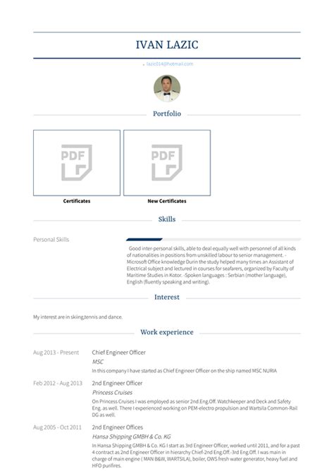 Chief Engineer Resume Samples and Templates | VisualCV