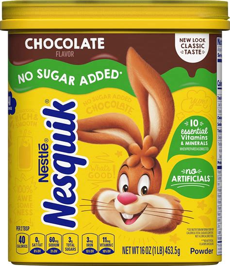 Nesquik Chocolate Powder No Sugar Added 16 Oz By Nesquik Amazon Ca