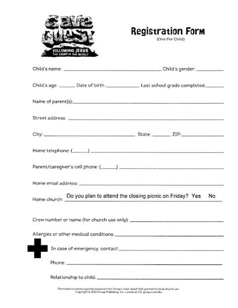 Printable Church Nursery Forms