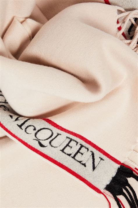 Alexander Mcqueen Fringed Wool And Cashmere Blend Jacquard Scarf The