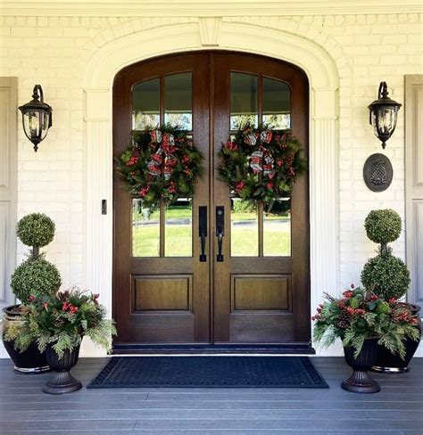 Christmas Wreaths For Dark Stained Wood Double Doors Soul Lane