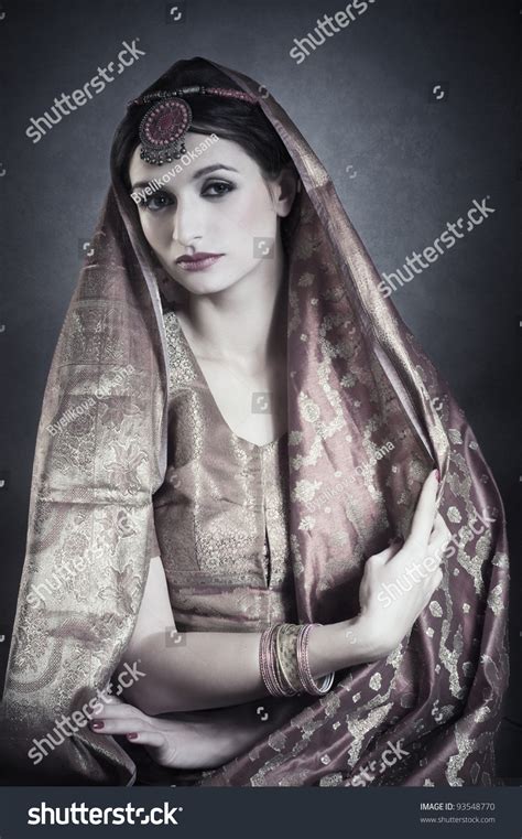 Beautiful Indian Brunette Portrait With Traditional Costume Stock Photo Shutterstock