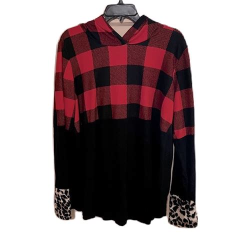 Glitzy Girlz Tops Glitzy Girlz Buffalo Plaid Pullover Hoodie Poshmark