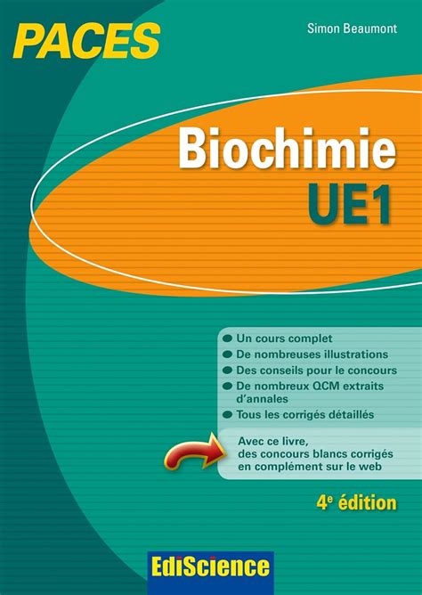 Amazon fr Biochimie UE1 PACES 4e éd Manuel cours QCM corrigés