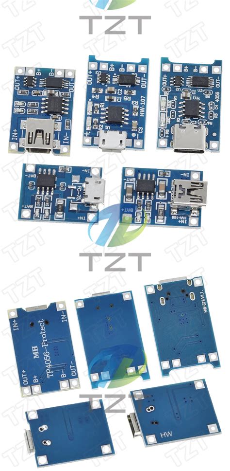 Модуль зарядного устройства Micro/Type-c/Mini 18650 TP4056 | AliExpress