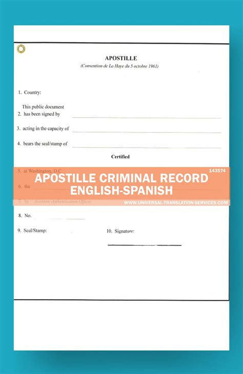 Usa Apostille Criminal Record Translation Template For 15