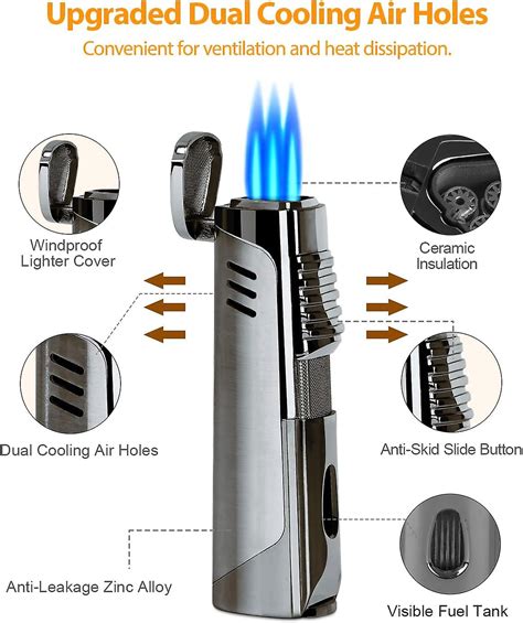 Jetlighter briquet coupe vent plus léger avec 3 flammes torche au