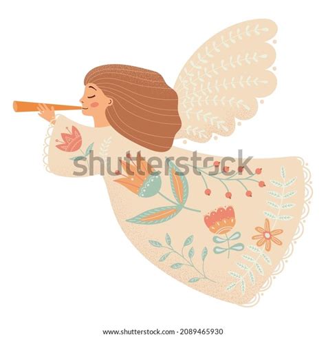 Beautiful Christmas Angel Trumpet Stock Vector (Royalty Free ...