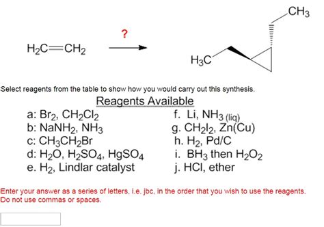 Solved Select Reagents From The Table To Show How You Would Chegg