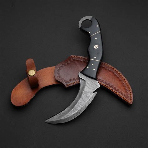 AM Custom Handmade Damascus Steel BLACK KARAMBIT Hunting Etsy