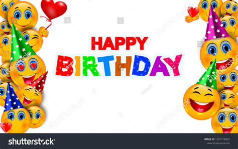 Funny Birthday Party Background Smiling Emoji Stock Vector (Royalty ...