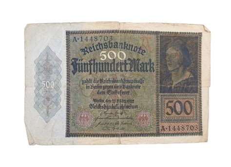 Stary Banknot Kolekcjonerski Niemcy 500 Marek 1922 12745766947